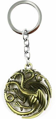 SHIBU Game of Thrones House Targaryen Blood and fire 3D Gold 5cm Keychain Keyring Key Chain