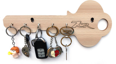 7CR Key & Key holder Wood Key Holder(5 Hooks, Beige)