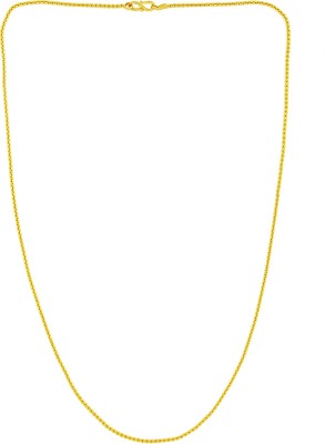 MissMister Gold plated, 2mm thin, 22 Inch, simple sober Rope design Chain Men women Fashion Stylish Gold-plated Plated Brass Chain