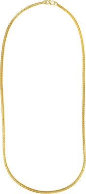 MissMister Gold Plated Flat Snake Chain Design, 26Inch, Stylish Necklace Chain Men Women Gold-plated Plated Brass Chain