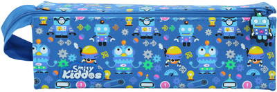 smily kiddos 1 Crazy Robot theme Art Polyester Pencil Box(Set of 1, Light Blue)