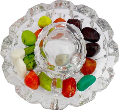 Gifts & Decor Crystal Turtle Tortoise With Plate and Beads For Feng Shui And Vastu Best Gift For Fulfill Your Wishes And Brings Prosperity & Happiness in Your Life. Decorative Showpiece  -  9 cm(Glass, Clear)