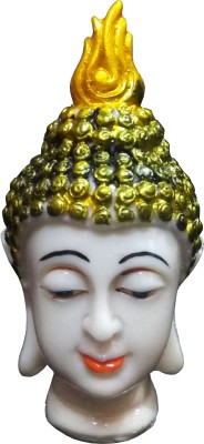 Express Idol Beautifully Hand Crafted Vastu Fangshui Religious Idol of Lord Gautam Buddha Face Head Bust Statue Decorative Showpiece  -  10 cm(Ceramic, White, Gold)