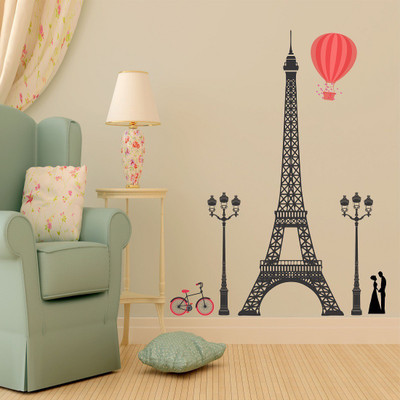 Wallzone 12 cm Eiffel Tower Removable Sticker(Pack of 1)