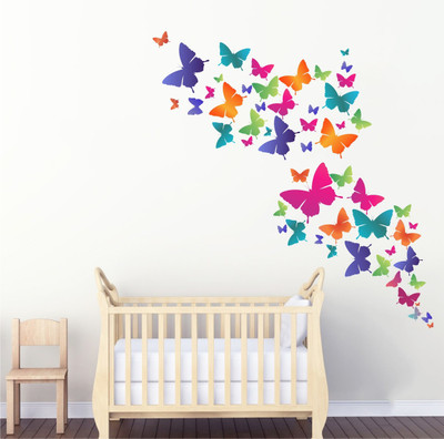 Decal O Decal 1 cm Rawpockets Wall Decals ' Colourful Butterflies ' Wall Stickers (PVC Vinyl,Multicolour) Self Adhesive Sticker(Pack of 1)