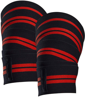 Leosportz Weight Lifting Knee Wraps Straps Unisex - 84 inches Long Adjustable Knee Support Knee Support(Red, Black)