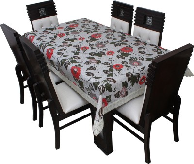 LITHARA Floral 8 Seater Table Cover(Off White, Polyester)