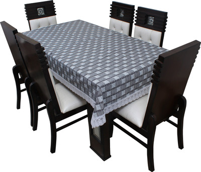LITHARA Abstract 8 Seater Table Cover(Grey, White, Polyester)