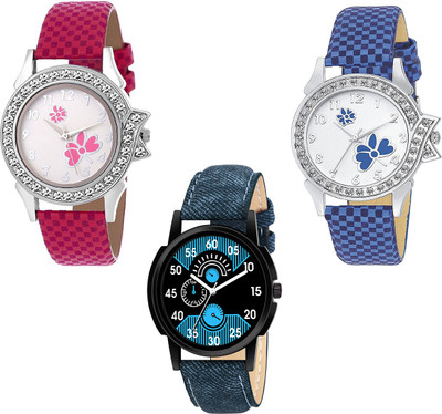 R P S Fashion new stylish designer butterfly watch & blue watch combo pack of 3 Analog Watch - For Men & Women