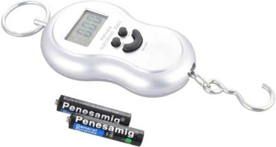 

Zelenor 50Kg Portable Hanging Luggage Weight Machine Digital for Weighing Household Items Smiley Pocket Weighing Scale(Silver)