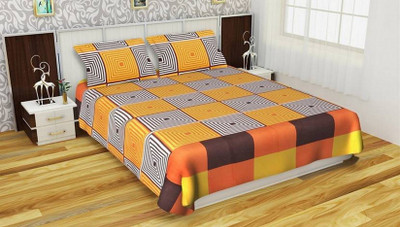 Shreejee 144 TC Polycotton Double Printed Flat Bedsheet(Pack of 1, Multicolor)