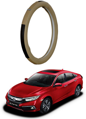 AUTO PEARL Steering Cover For Honda Civic(Brown Beige, Leatherite)