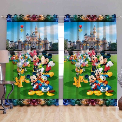 New panipat textile zone 152.4 cm (5 ft) Polyester Window Curtain (Pack Of 2)(Floral, Blue, Black)