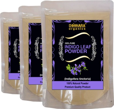 Donnara Organics Herbal Natural Indigo Leaf Powder For Hair Color Combo Pack of 3 Pouch of 100 gms(300 gms) , Hazel Brown