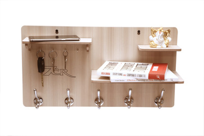7CR KH-10- WB Key holder Wood Key Holder(9 Hooks, Brown)
