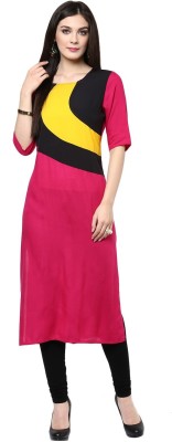 PANNKH Women Solid Straight Kurta(Pink)