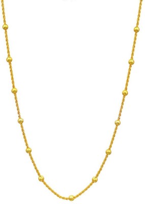 MissMister 24 KT Gold Plated Ball & Rope Design, 22 Inch Chain for Men and Women  Gold-plated Plated Brass Chain