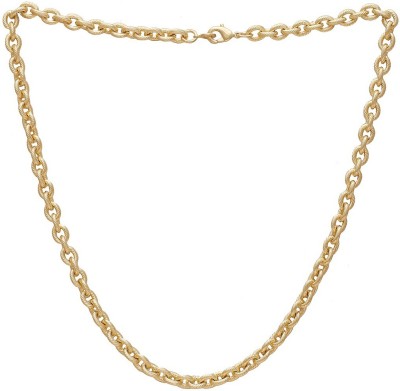 MissMister Micron Buff Yellow Gold engraved rolo link 18 Inch long chain, for Men and Women  Gold-plated Plated Brass Chain