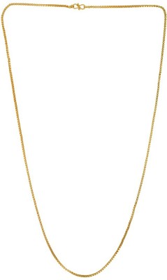 MissMister Gold Plated Brass, 16 Gms, 30 inch Box Design, Long Chain, Necklace, Men Women  Gold-plated Plated Brass Chain