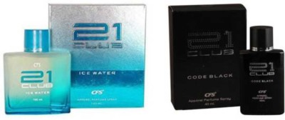 CFS 21 Club Ice Water Perfume 100ml + 21 Club Code Black Perfume 100ml Eau de Parfum  -  200 ml(For Men & Women)
