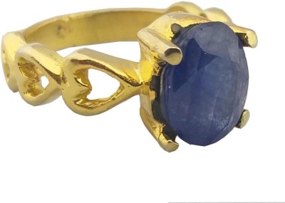 RS JEWELLERS Blue Sapphire Neelam 9.10ratti Stone Panchdhatu Adjustable Ring for Men Metal Sapphire Gold Plated Ring