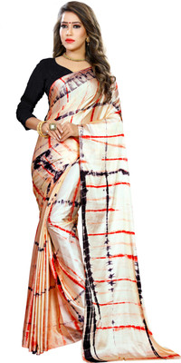 Saloni Designer Printed Fashion Cotton Blend Saree(Red, Black, Beige)