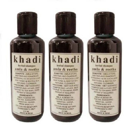 KHADI Herbal Amla & Reetha Shampoo-PAck of 3(210 ml)