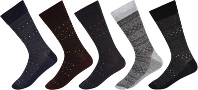 SIDEWOK Men Printed Mid-Calf/Crew(Pack of 5)