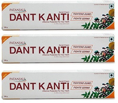 PATANJALI Dant Kanti Dental Cream - 100g (Pack of 3) Toothpaste(100 g, Pack of 3)