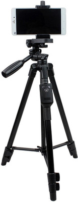 BUY SURETY Tripod-3388 Best Adjustable Aluminum Professional Foldable Heavy Duty Shooting Angle Lightweight Camera Stand With Three-Dimensional Head & Quick Release Plate For Video Cameras, Dslr, Action Camera Tripod With Mobile Clip Holder & BT Remote Tripod(Black, Supports Up to 1500 g)