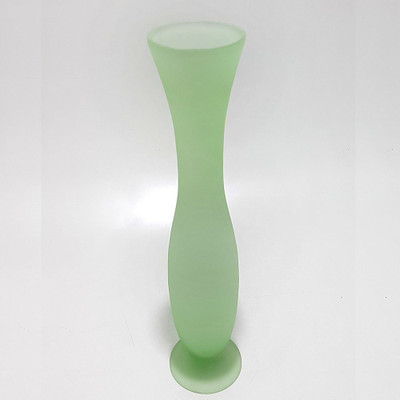 Decent Glass Tall Frosted Glass Flower Vase Glass Vase(11.8 inch, Green)