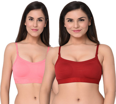 elina Women Cami Bra Non Padded Bra(Maroon, Pink)