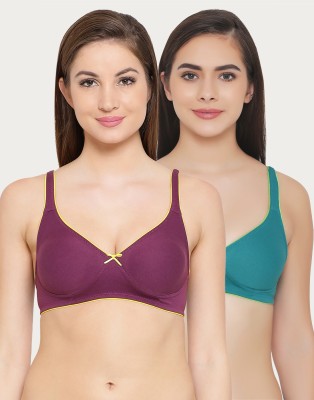 Clovia Women T-Shirt Lightly Padded Bra(Purple, Green)