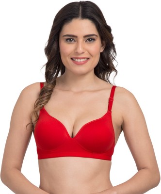 TWEENS by -Belle Lingeries Back-Transparent Padded Red T-Shirt Women T-Shirt Lightly Padded Bra(Red)