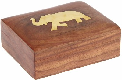 ORTUS Handmade wooden Playing Card holder with Deck Case Holder Box Elephant design Brown(Brown)