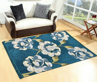 st decor store Multicolor Velvet Carpet(184 cm X 275 cm)