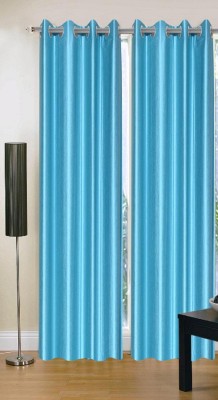 Home Expert 274.32 cm (9 ft) Polyester Blackout Long Door Curtain (Pack Of 2)(Floral, Aqua)