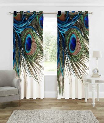 New panipat textile zone 152.4 cm (5 ft) Polyester Semi Transparent Window Curtain (Pack Of 2)(Printed, Green)