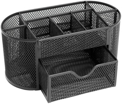 rujave 9 Compartments metal storage organizer(Black)