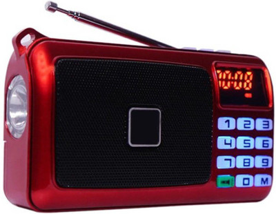 

CRETO SM-53 Portable Fm Radio Music Player With Torch USB/AUX/SD Card Player FM Radio(Red)