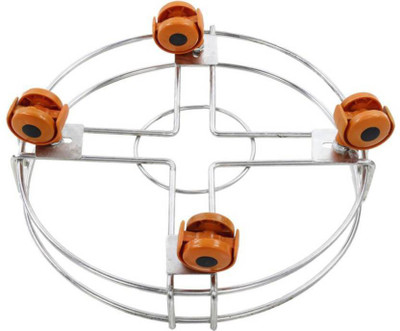 kanyka Heavy Stainless Steel Gas Cylinder Trolley With Wheel | Gas Trolly | Lpg Cylinder Stand Gas Cylinder Trolley(Silver)