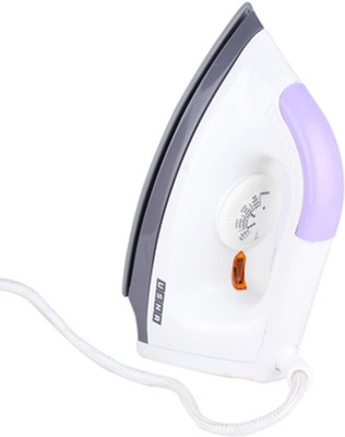USHA 1602 Electric Dry Iron with Non Stick PTFE coated Sole Plate and cool touch body 1000 W Dry Iron(Purple, White)