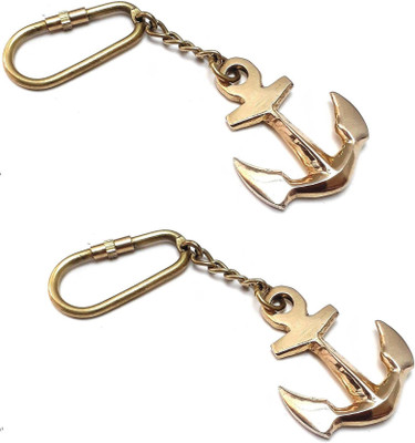 Shoptreed Beautiful Brass Ship Anchor Keychain-Set of 2 Key Chain