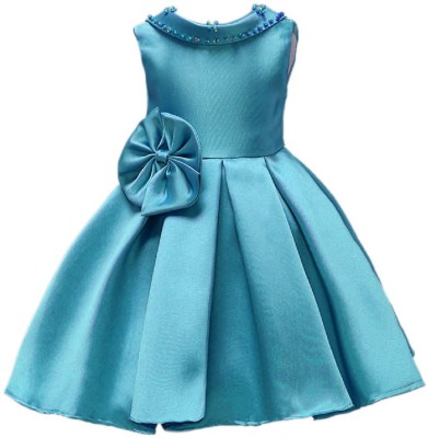 Reem Jheem Baby Girls Midi/Knee Length Festive/Wedding Dress(Light Blue, Sleeveless)