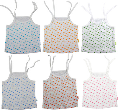 FAVISM Girls Self Design Cotton Blend Regular T Shirt(Multicolor, Pack of 6)