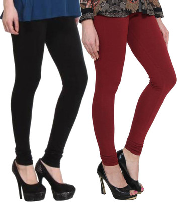 Clarita Churidar  Ethnic Wear Legging(Maroon, Black, Solid)