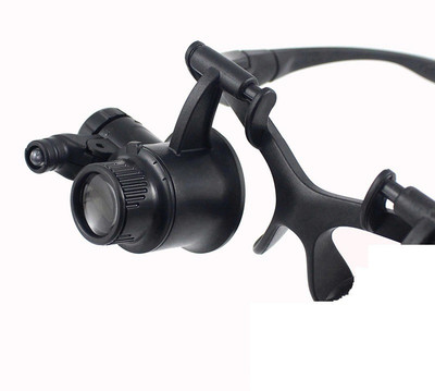 FDP Eye Jeweler Watch Repair Magnifier Spectacles Loupe 10X 15X 20X 25X LED Magnifying Glass(Black)