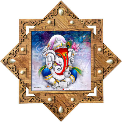 Poster N Frames Frame with poster of Ganesh ji Digital Reprint 16.5 inch x 16.5 inch Painting(With Frame)