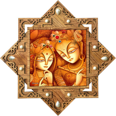 Poster N Frames Frame with poster of Radha Kishan ji Digital Reprint 16.5 inch x 16.5 inch Painting(With Frame)