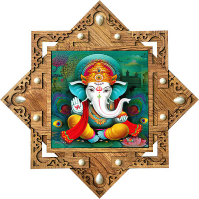 Poster N Frames Poster And Frame Ganesh Ji Poster | Home Decoration | Best Gifting Option Digital Reprint 16.5 inch x 16.5 inch Painting(With Frame)